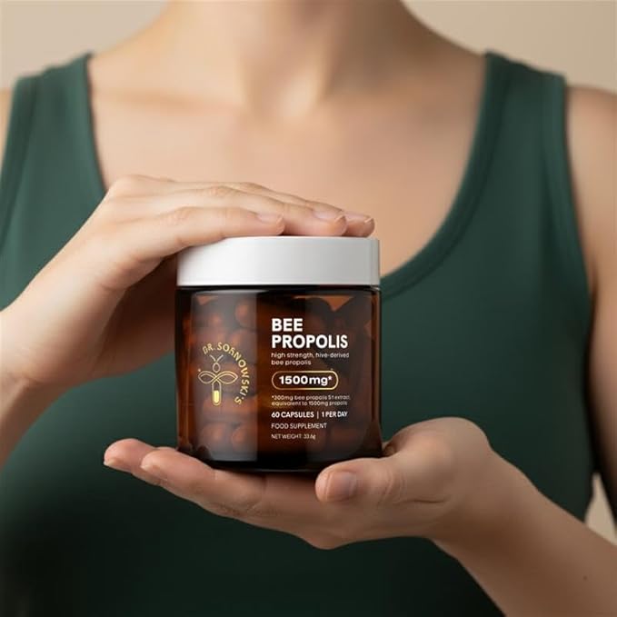 Dr Sosnowski's Bee Propolis | 1500mg High Potency | Hive-derived Superfood, Vegetable Capsules, 60 Count | 2 Months Supply