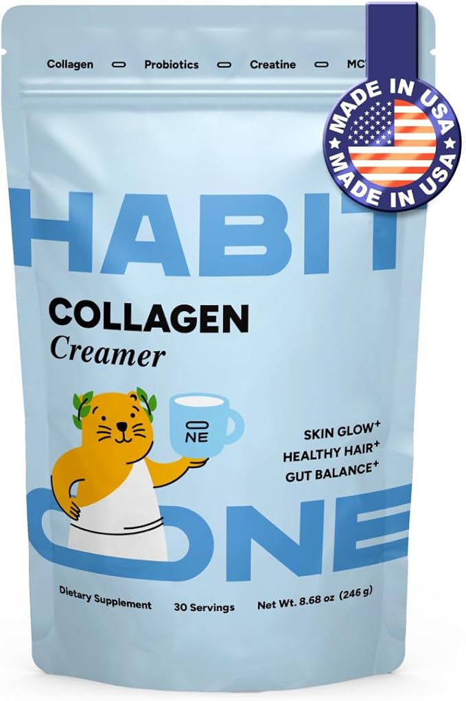 Collagen Protein Creamer for Coffee with Probiotics, Creatine & Coconut MCT Oil - Made in USA - Gut Health, Beauty & Recovery - 30 Servings