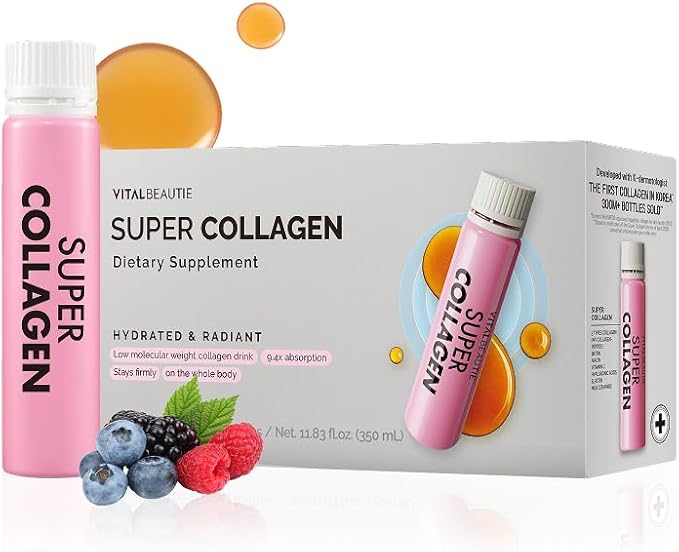 VITALBEAUTIE Super Collagen Drink – 3,500mg Low‑Molecular Fish Collagen (5 Types) – K‑Beauty Liquid Beauty Ampoules, Mixed Berry Flavor (Naturally & Artificially Flavored) – 14 x 25 mL