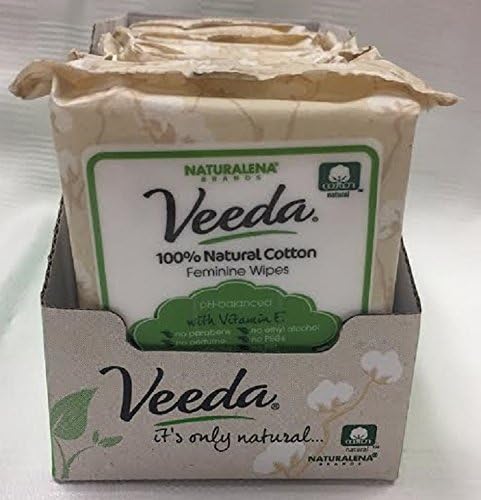 Veeda Plant-Based Feminine Wipes – pH-Balanced, Hypoallergenic & Biodegradable Wipes for Sensitive Skin, Fragrance-Free Travel Sized Wipes – 120 Count (Pack of 4)