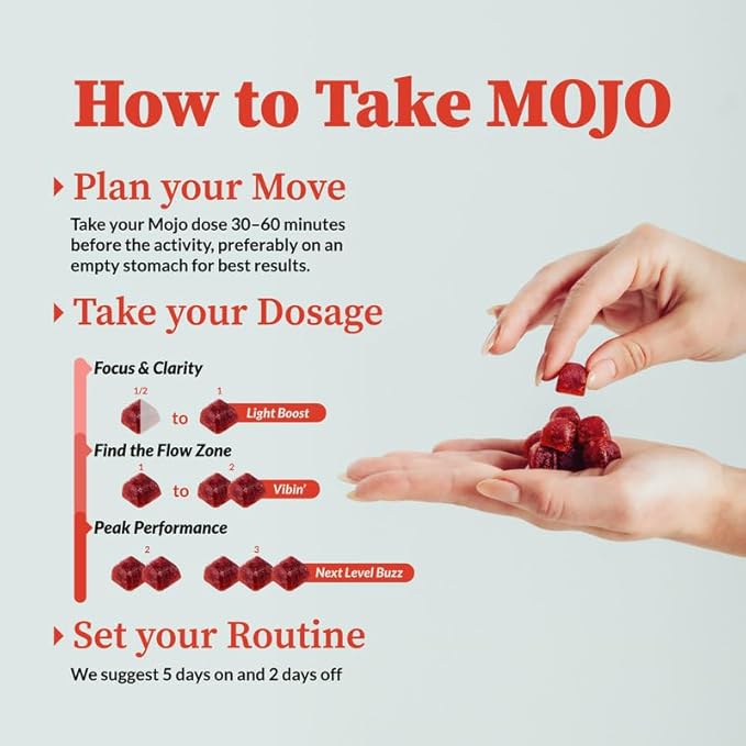 Mojo Focus Gummies with Lion’s Mane, Panax Ginseng, Ginger Root & Cordyceps, Brain Supplement for Memory and Focus, Nootropic Mushroom Gummies for Adults, Vegan Strawberry Tangerine, 1 Pack