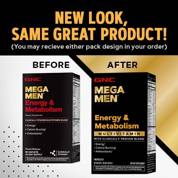 GNC Mega Men Energy & Metabolism Multivitamin | Increased Calorie Burning | 90 Count