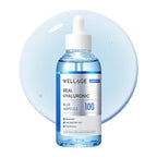 WELLAGE Real Hyaluronic Blue Ampoule 100, Korean Hydrating Serum for Face, Fragrance Free Hyaluronic Acid Deep Moisturizing Serum with Panthenol, PDRN for Sensitive Dry Skin Moisturizer, 2.54 Fl Oz_R