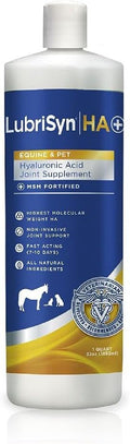 LubriSynHA Hyaluronic Acid with MSM Hip & Joint Care Supplement for Dogs, Cats & Horses – Liquid Oral HA for Pets – Joint Support Promotes Mobility, Flexibility, Cartilage Health & Comfort – 32oz