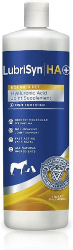 LubriSynHA Hyaluronic Acid with MSM Hip & Joint Care Supplement for Dogs, Cats & Horses – Liquid Oral HA for Pets – Joint Support Promotes Mobility, Flexibility, Cartilage Health & Comfort – 32oz