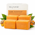 era of nature Turmeric Kojic Acid Soap for Dark Spots – Gentle Brightening Bar for Face, Underarms, Inner Thighs & Bikini Area – Vitamin C + Shea Butter – Moisturizing Soap, 4 x 100g