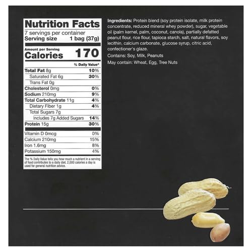 PROTIFIT - High Protein Soy Snack Puffs, 15g Protein, Low Calorie, Low Fat, Low Sugar, Low Carb, Ideal Protein Compatible, 7 Servings Per Box (Peanut)