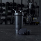 BlenderBottle Shaker Bottle with Pill Organizer and Storage for Protein Powder, Classic V2 ProStak System, 22-Ounce, Midnight Black