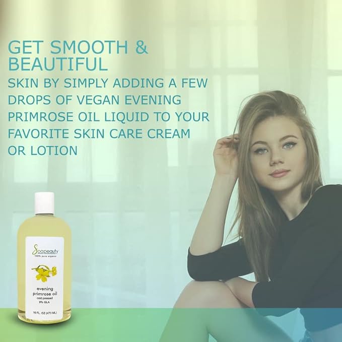 Soapeauty Evening Primrose Oil Cold-Pressed and Cold-Filtered Natural Oil. Evening Primrose Oil Contains high Level (9%) of The Essential Fatty Acid Gamma-Linolenic Acid (4 OZ)