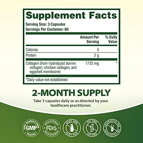 HealthA2Z Multi Collagen pills 1735mg -180 collagen capsules (60 servings) - Types I, II, III, V & X for Healthy Skin, Hair, Nails & Joint Support
