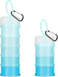 Baderke 2 Pcs Protein Powder Containers with Funnels Stand, 5 and 3 Layers Stackable Powder Supplement Travel Container Formula Organizer Storage Powders Holder for Travel Workout Fitness(Blue)