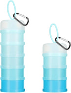 Baderke 2 Pcs Protein Powder Containers with Funnels Stand, 5 and 3 Layers Stackable Powder Supplement Travel Container Formula Organizer Storage Powders Holder for Travel Workout Fitness(Blue)