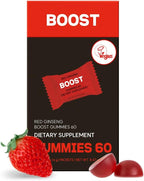 dr.blet Red Ginseng Boost Gummies – Daily Energy & Immune Support, Strawberry-Flavored Vegan Gummies with 6-Year Korean Red Ginseng, Caffeine-Free, No Added Sugar – 60 Count