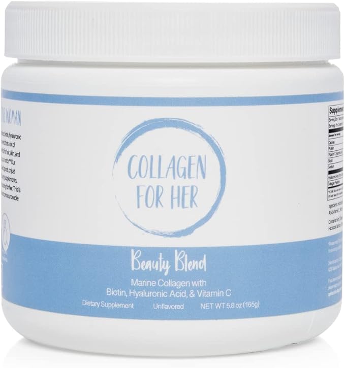 Collagen For Her - Marine Collagen Beauty Blend - Hydrolyzed Collagen Protein Powder, Hyaluronic Acid, Biotin, Vitamin C | Hair, Skin, Nail Supplement for Women (30 Servings)
