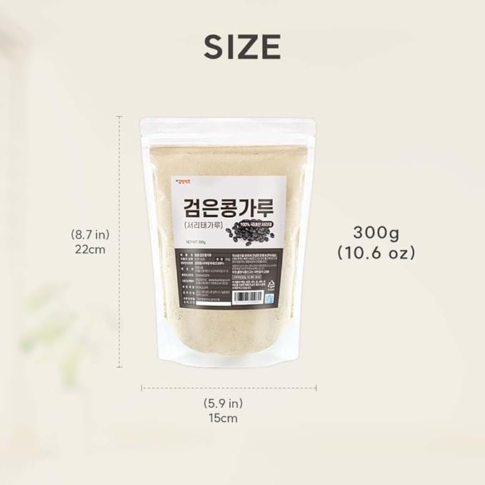 Roasted Korean Black Soybean Powder – 100% Toasted Seoritae from Korea, Fine Ground, Plant-Based Ingredient for Smoothies, Drinks, and Cooking 볶은검은콩가루 볶은서리태가루 (10.6 oz (300g), Roasted Black Bean)