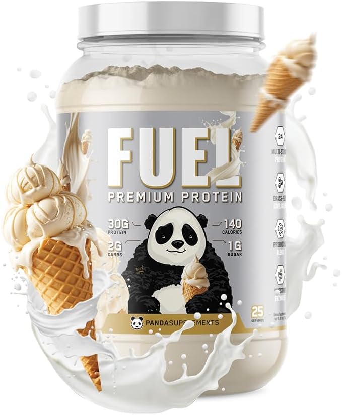 Underground Bio Labs Panda Fuel Premium Protein Whey,Hydrolyzed Collagen,Casein,Probiotics, Enzymes, Keto Friendly,Time Release, 25 Servings (2.5 Pound, Vanilla Ice Cream)