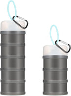 Baderke 2 Pcs Protein Powder Containers with Funnels Stand, 5 and 3 Layers Stackable Powder Supplement Travel Container Formula Organizer Storage Powders Holder for Travel Workout Fitness(Gray)