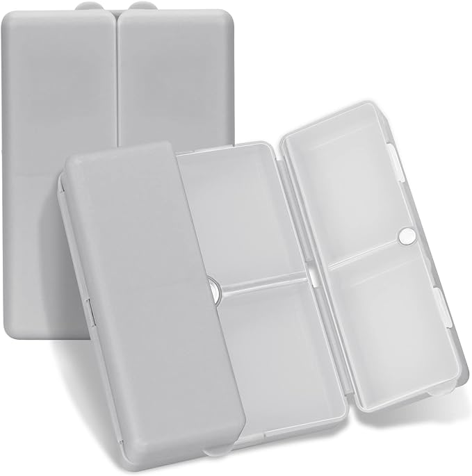 FYY Daily Pill Organizer,7 Compartments Portable Pill Case Travel Pill Organizer,[Folding Design] Pill Box for Purse Pocket to Hold Vitamins,Cod Liver Oil,Supplements and Medication-Grey