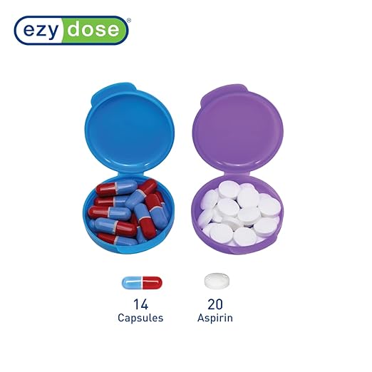 EZY DOSE Daily Round, Compact, Small, Disrcrete, Portable On-The-Go Pocket Pharmacy, Pill Box, Organizer and Vitamin Containers, Snap Shut Lids, Travel Friendly, Colors May Vary, 2 Pack, BPA Free
