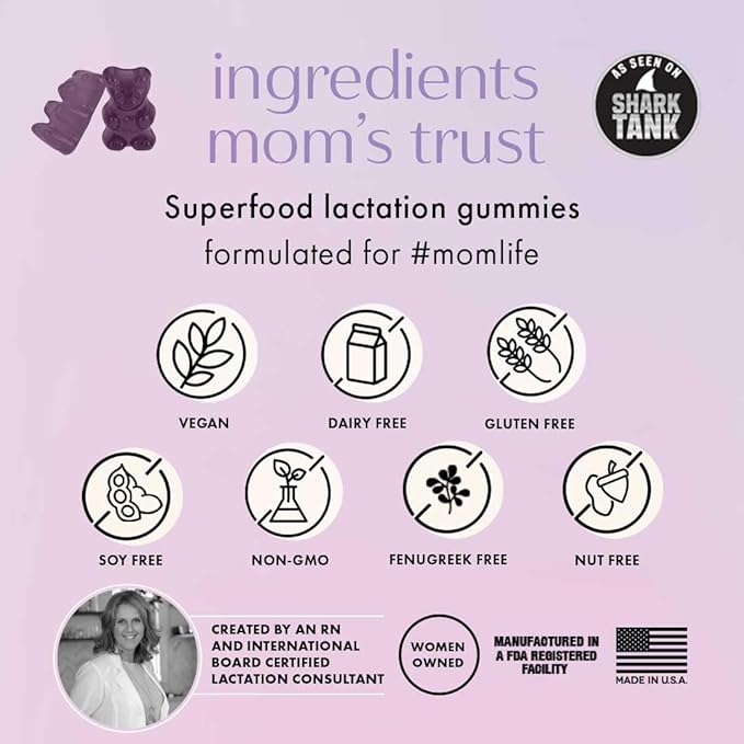 Boobie Bears Lactation Support Gummies | Helps As Milk Supply Booster & Supports Immune Health & Hair Growth | Breastfeeding Supplements with Zinc & Elderberry for Milk Supply Increase, 120 Count