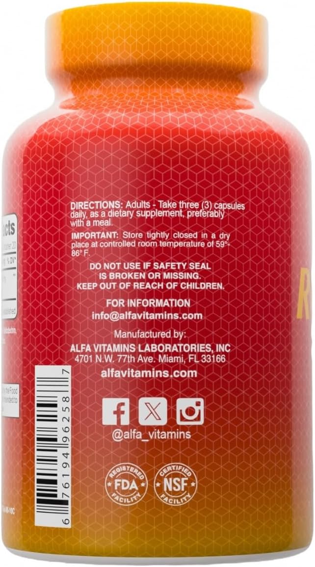 ALFA VITAMINS Curcumin Turmeric with Black Pepper, Dietary Supplement That Supports Joint Health & Cardiovascular Wellness, Enhanced Formula with Piper Nigrum for Improved Absorption, 90 Capsules