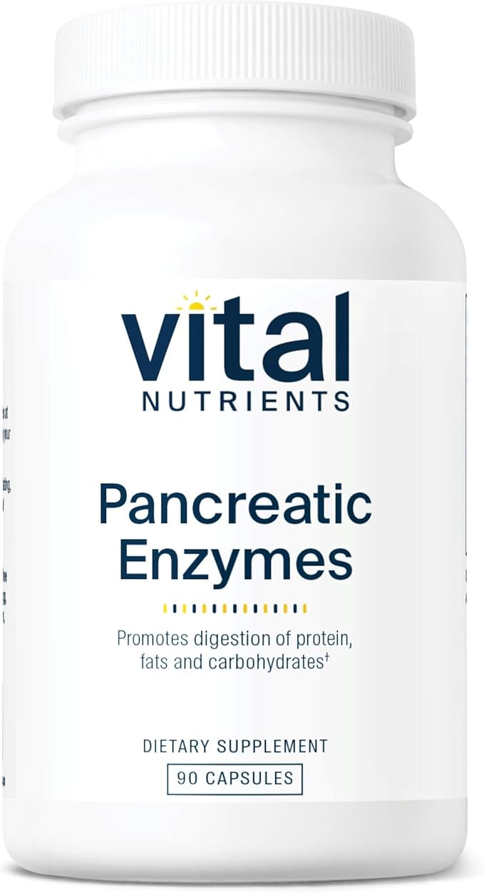 Vital Nutrients Pancreatic Enzymes 1000mg (Full Strength) - Pancreatin Digestion Supplement with Protease, Amylase & Lipase - Digestive Enzymes - Gluten, Dairy, and Soy Free - 90 Capsules