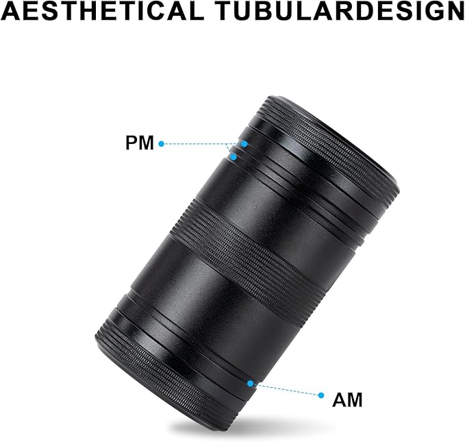 Pill Box 2 Times A Day Daily Waterproof AM PM Metal Pill Case - Travel Pill Container Twice A Day with 2 Compartment, Portable Medicine Organizer Holder for Vitamin, Fish Oils, Supplements