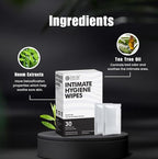 Skin Elements Intimate Hygiene Wipes | Unisex | pH balanced Wipes | Tea Tree Oil & Neem Extracts | 30 Individual Wipes | Pre and Post Intimacy