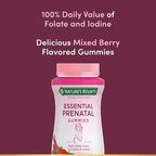 Nature's Bounty Optimal Solutions Essential Prenatal Gummies, Folic Acid and Iodine, Omega 3 and DHA, 50 Count, 25 Total Servings