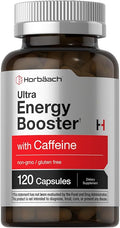 Horbäach Energy Supplement | 120 Capsules | with Caffeine, Ginseng & Vitamin B12 | Daily Energy Booster Pills | Non-GMO, Gluten Free