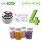 EZY DOSE Mini Vitamin Organizer, Multi Compartments, Portable and Compact Design, Easy Access Sliding Pill Dispenser, Supplement Organizer with Anti-Mix Design, Travel-Sized, White and Black, Medium