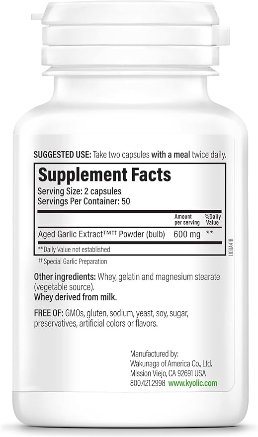Kyolic Aged Garlic Extract Formula 100, Cardiovascular Health*, 100, Capsules.