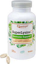 Quantum Health Super Lysine+ / Advanced Formula Lysine+ Immune Support with Vitamin C, Echinacea, Licorice, Propolis, Odorless Garlic (180 Tablets), Packaging may vary