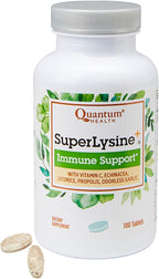 Quantum Health Super Lysine+ / Advanced Formula Lysine+ Immune Support with Vitamin C, Echinacea, Licorice, Propolis, Odorless Garlic (180 Tablets), Packaging may vary