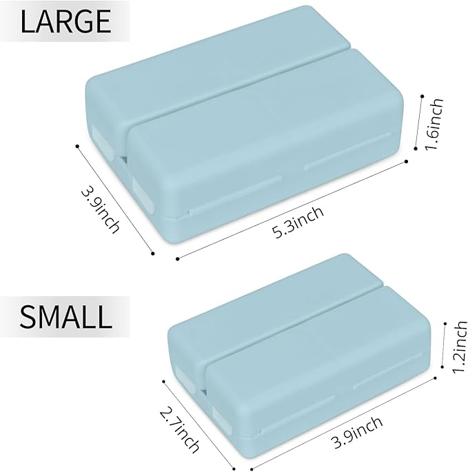 FYY 2 Pcs Daily Pill Organizer, 7 Compartments Portable Pill Case Travel Pill Organizer,[Folding Design] Pill Box for Purse Pocket to Hold Vitamins,Cod Liver Oil,Supplements and Medication-Blue
