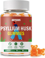 ABYSSUS Psyllium Gummies – Psyllium Husk Fiber Supplement 1500mg for Digestive Health, Sugar Free Chewable Bloating Relief & Regularity, Peach, 60 Count