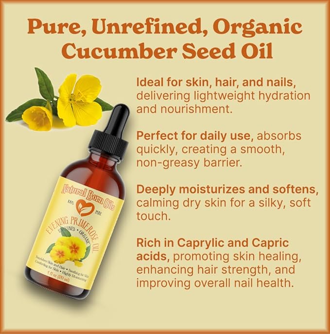 Natural Born Oils Evening Primrose Oil, 1 Gallon, Organic, Cold-Pressed, Vitamins & Minerals, Deep Skin Care, Hair Vitality