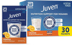 Juven Therapeutic Nutrition Drink Powder Including Collagen Peptides, Amino Acids, and HMB for Wound Healing Support, Orange, 30 Packets