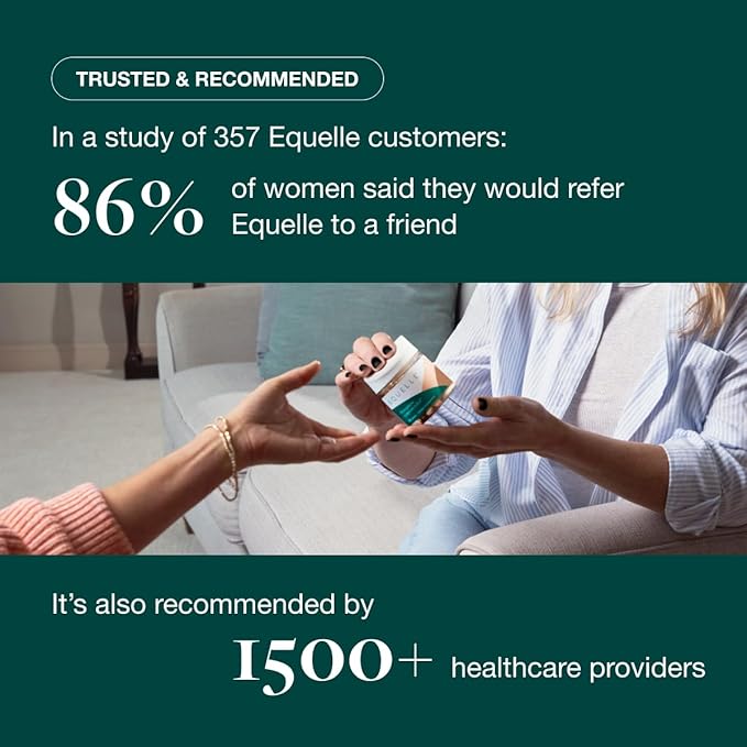 EQUELLE Multi-Symptom Perimenopause & Menopause Relief Relief from Hot Flashes, Muscle Aches & Supports More Sleep. Hormone-Free, Plant-Based S-Equol – 1 Month Supply (60 Tablets)