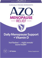 AZO® Daily Menopause Relief + Vitamin D to Support Strong Bones, Menopause Supplements for Women, Reduces Hot Flashes and Night Sweats* - 30 Count