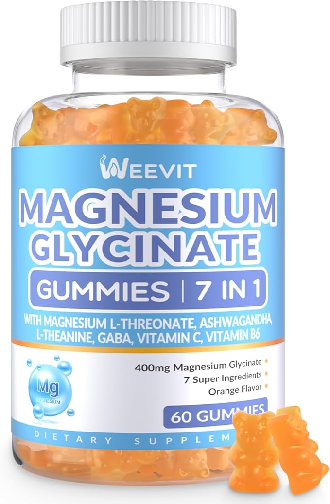 Magnesium Glycinate Gummies, Magnesium Glycinate with L-Threonate, Ashwagandha, L-Theanine, Magnesium Supplements for Women & Men