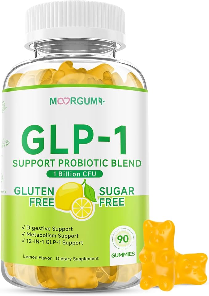 GLP-1 Support Probiotic Blend Gummies 90 Count, with Berberine, Cinnamon, Zinc, Inulin, 1 Billion CFU, 5 Probiotic Strains-1500mg Glp1 Support Blend Supplements, Gut Health, Digestive Wellness, Lemon