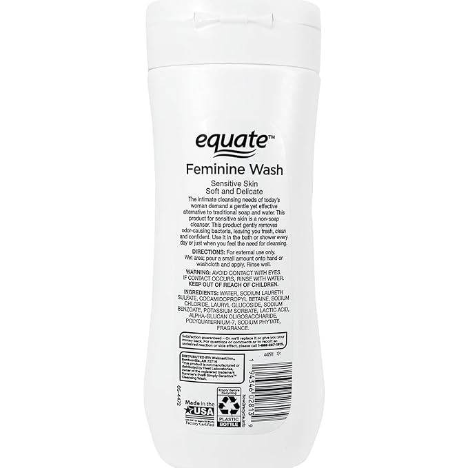 Equate Feminine Wash for Sensitive Skin, Soft & Delicate, (pack of 2) 15 fl oz (444 ml)