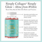 Simply Collagen® Simply Glow Hair, Skin & Nails Gummies – Vegan, Sugar-Free, Gluten-Free – Biotin 5000 mcg – Hair Gummies for Women & Men – 60 Count