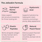 byAVA Jelloskin Skin Barrier Collagen Booster- Liquid Marine Collagen + Hyaluronic Acid + Elastin Peptides Supplements - Hair Skin and Nails | Hydrolyzed Fish Collagen for Women |Peach Flavor
