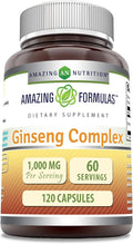 Amazing Formulas Ginseng Complex 1000 Mg of 4:1 Korean Ginseng Extract | Capsules Supplement | Non-GMO | Gluten-Free | Made in USA (1 Pack | 120 Count)
