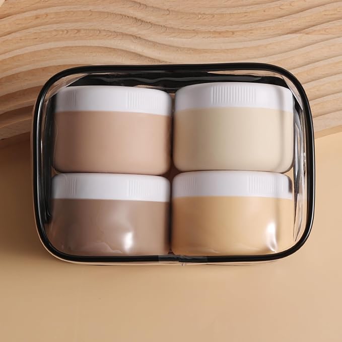 kuangre Travel Containers for Toiletries, Silicone Cream Jars BPA-Free, Leak-proof 2oz Travel Size Containers, Portable Size Silicone Jars with Lid for Cosmetic Face Hand Body Cream (4 Pack)
