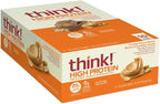 think! Keto Protein Bars, Healthy Low Carb, Low Sugar, Gluten Free Snack with No Artificial Sweeteners, 4G Net Carbs & 10G of Whey Protein - Chocolate Peanut Butter Pie (10 Count)