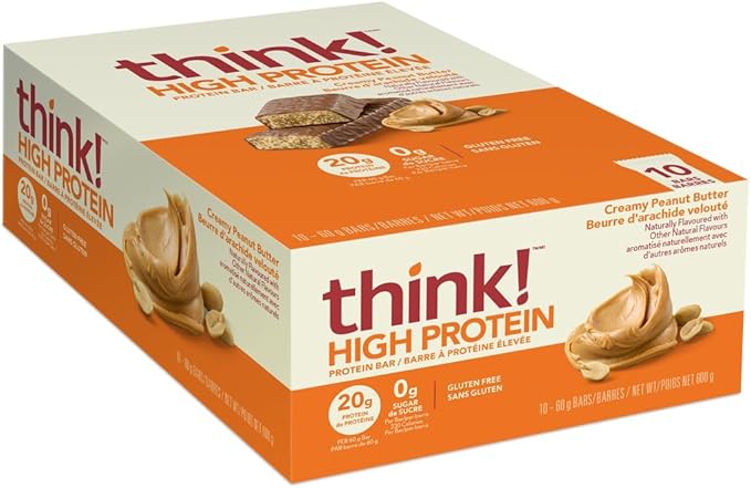 think! Keto Protein Bars, Healthy Low Carb, Low Sugar, Gluten Free Snack with No Artificial Sweeteners, 4G Net Carbs & 10G of Whey Protein - Chocolate Peanut Butter Pie (10 Count)