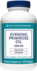 The Vitamin Shoppe Evening Primrose Oil 500mg - GLA Omega-6 | Women's Hormonal Balance | 120 Softgels | Cold-Pressed